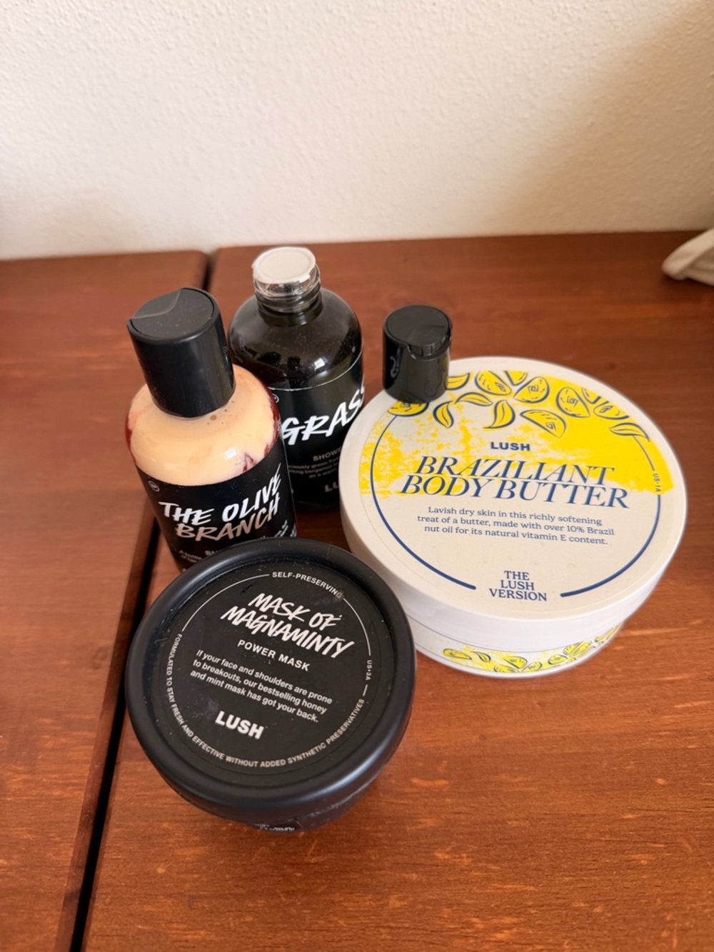 Lush Skincare Set with Yellow Brazilliant Body Butter, 2 body washes, & facemask